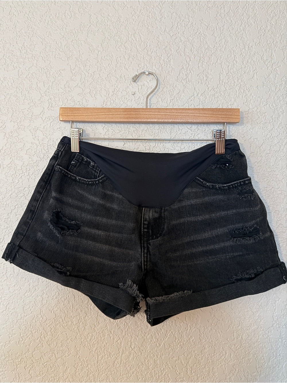 Pinkblush Black High Waist Maternity Denim Shorts